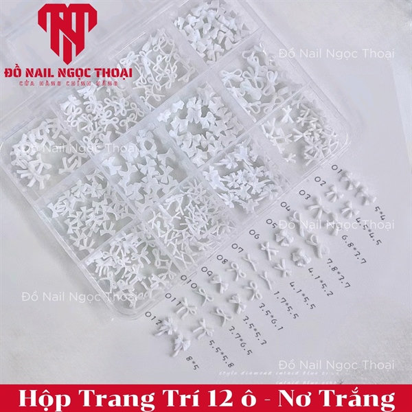 Hộp Trang Trí 12 ô - Nơ Trắng