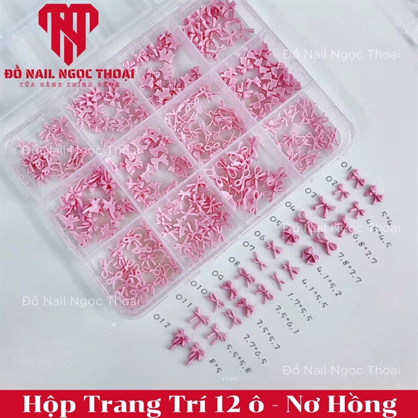 Hộp Trang Trí 12 ô - Nơ Hồng