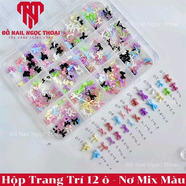 Hộp Trang Trí 12 ô - Nơ Mix Màu