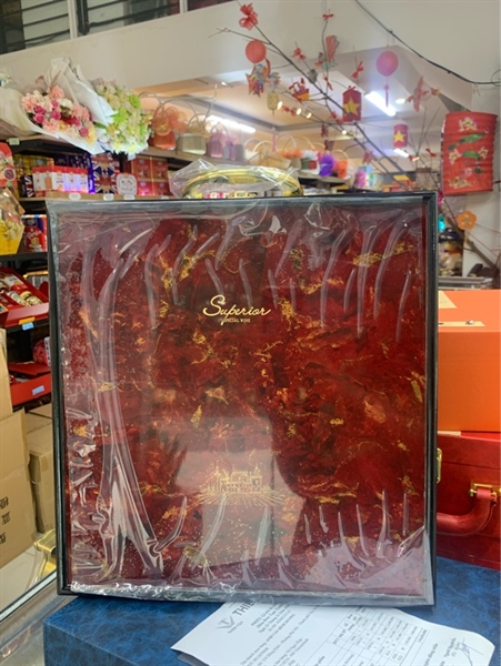 Hộp đôi ly SM hoạ tiết đỏ đậm