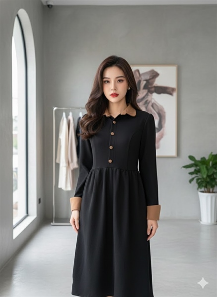 VÁY SUÔNG ĐEN DÀI TAY