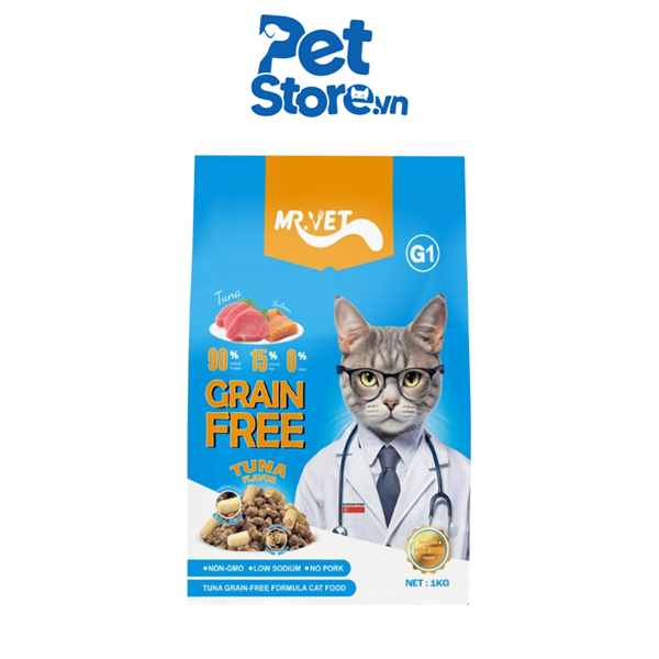 Hạt Cho Mèo Mix Topping Sấy Mr Vet G1 - Grain-free Hạt Không Ngũ Cốc 1kg