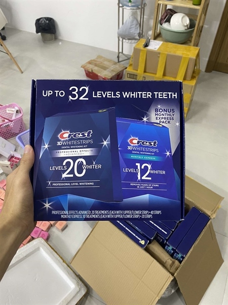 Miếng dán trắng răng Crest 32 miếng date 2/27