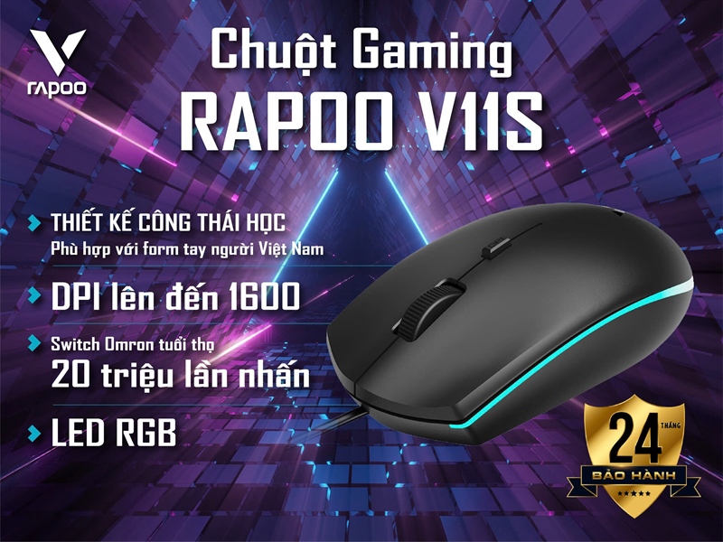 Chuột Rapoo V11S black (1Y)