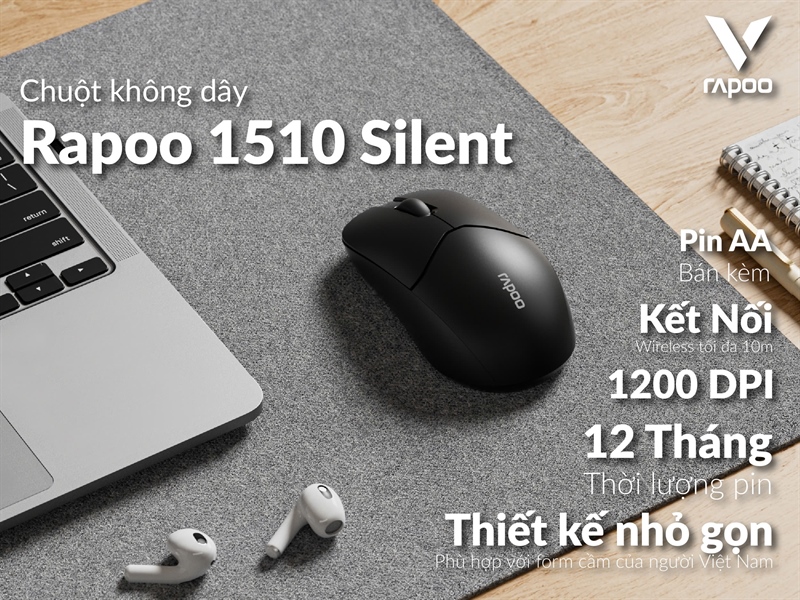Chuột không dây Rapoo 1510 Silent (1Y)