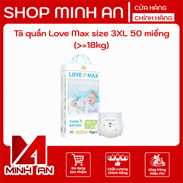 Tã quần Love Max size 3XL 50 miếng (>=18kg)