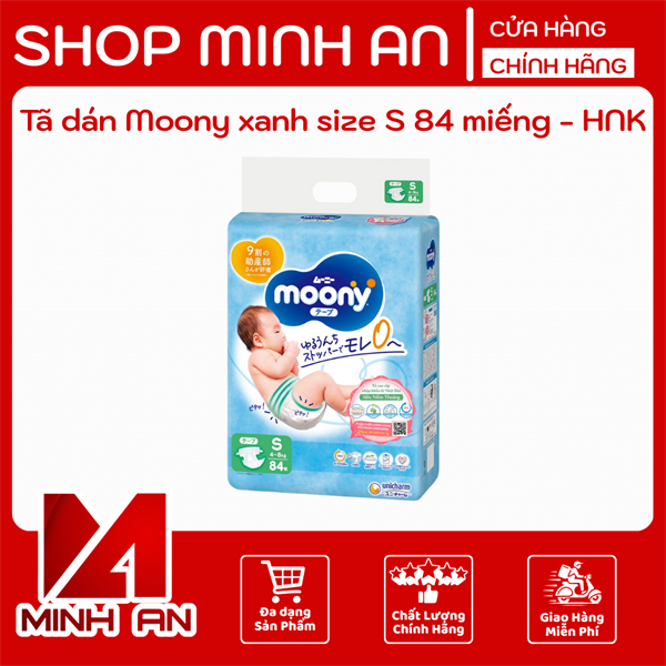 Tã dán Moony xanh size S 84 miếng - HNK