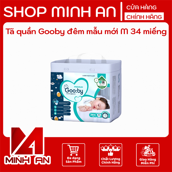 Tã quần Gooby đêm mẫu mới M 34 miếng