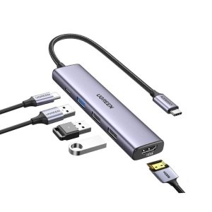 Dây chuyển Type C 5 in 1 RAPOO XD51 (HDMI+USB 3.0x2+PD100W+USB C) (6T)