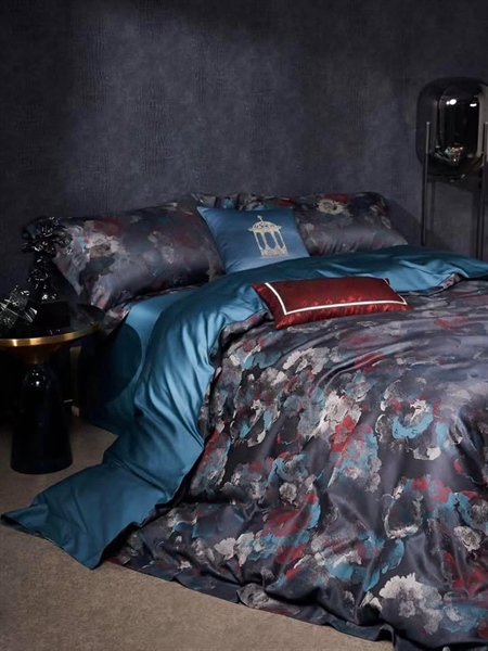 Bộ ga Gấm Vip hoa xanh | Gấm 100% Cotton độ sợi cao 120S - LB04.02