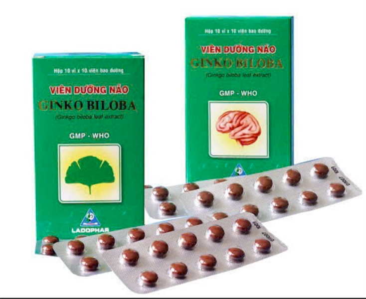 Viên dưỡng não Ginko Biloba (Kiện 150 Hộp x 10 vỉ x 10 viên) - Lâm Đồng/LADOPHAR