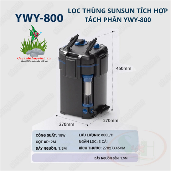 LỌC THÙNG SUNSUN TÍCH HỢP TÁCH PHÂN YWY-800