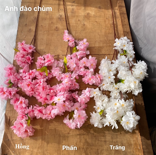Anh đào chùm - Hoa cành dài - Hoa Lụa Vân Vượng