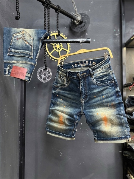 Sort Jean VIP- 3K1530 Xanh vintage Was xanh dơ phủ sơn