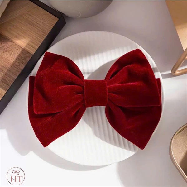 Kẹp nơ nhung màu đỏ đen