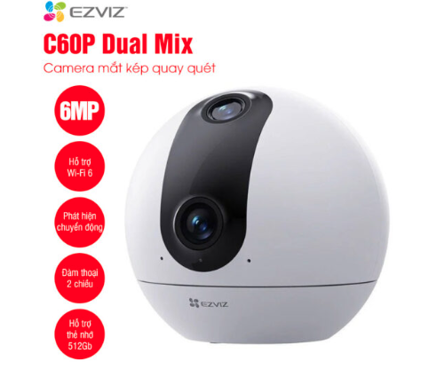 Camera Wifi EZVIZ CS-C60P 6MP 2 Mắt KÉP (3mp + 3mp, full option, góc siêu rộng, ko LAN) (1Y)