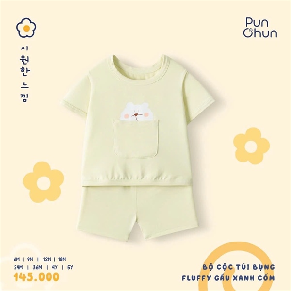 BS1525 - 12M/3Y Bộ cộc túi bụng Fluffy gấu