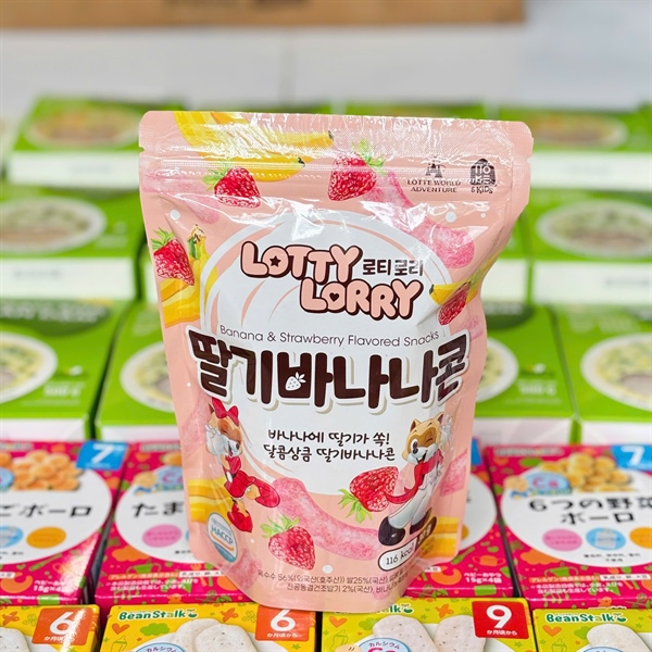 Bánh dạng thanh Lotty Lorry vị dâu & chuối 8M+