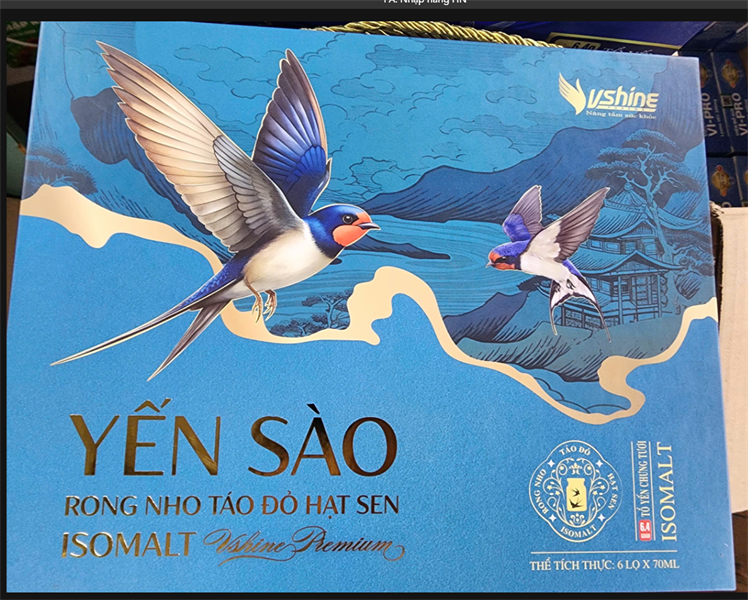 Yến sào rong nho táo đỏ hạt sen ISOMALT Vshine Premium (Hộp 6 lọ x 70ml) - Vshine (Lọ)