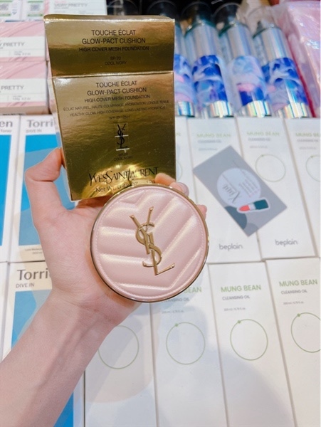 Phấn nước YSL vỏ hồng tone B20 – touche eclat glow pact cushion high cover Mesh foundation