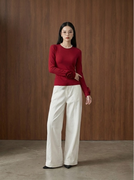 Flower Top | Áo thun basic hoa tay