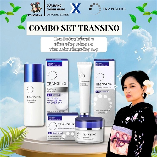 Combo Transino (Kem dưỡng, Sữa dưỡng 100ml, Tinh chất trắng sáng 50g)