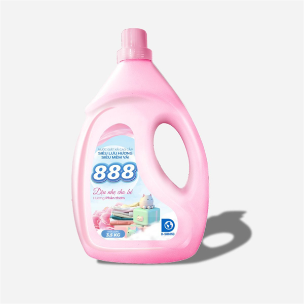 Nước giặt xả 888 dịu nhẹ cho bé can 3,5kg (hồng)