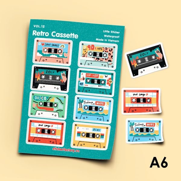 Sheet Sticker A6 Retro Cassette