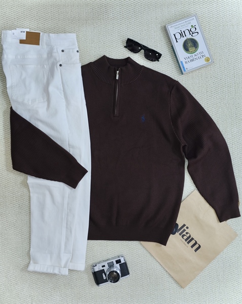 AL cổ zip thêu ngựa 033