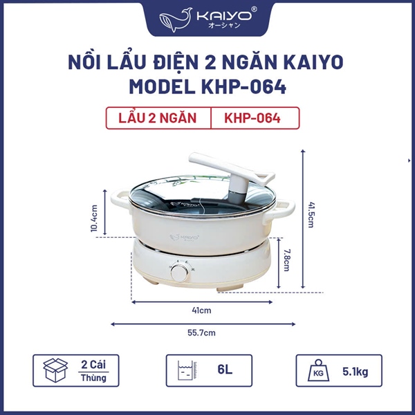 Nồi lẩu điện 2 ngăn Kaiyo KHP-064