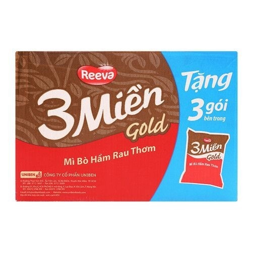 Mì 3 Miền Gold Hương vị bò hầm rau thơm gói 75g