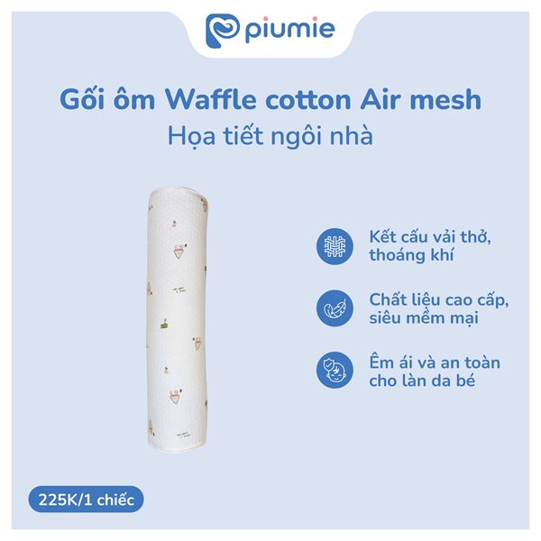 Gối ôm Waffle cotton Air mesh HT ngôi nhà H1
