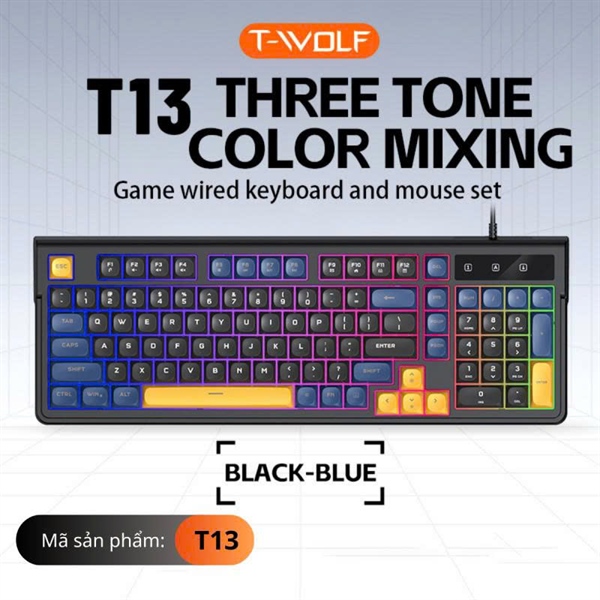 PHÍM T WOLF T13 (BLACK BLUE TEA 98 KEY)