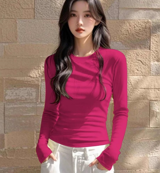 Áo thun cổ tròn nhỏ dài tay body