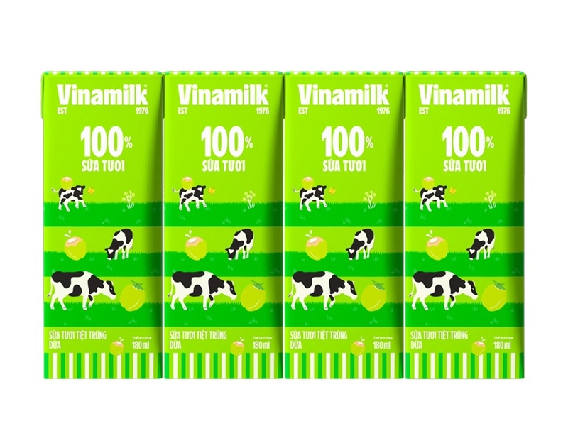 Sữa tươi tiệt trùng dừa Vinamilk hộp 180ml