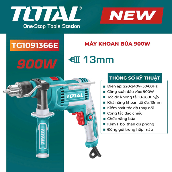 MÁY KHOAN BÚA 900W TOTAL TG1091366E