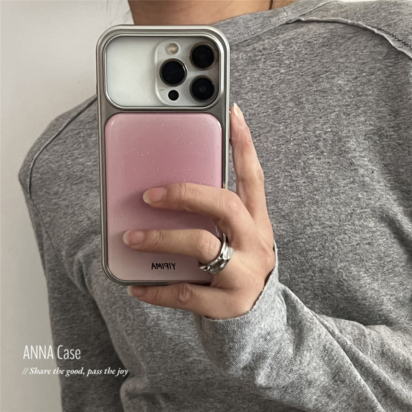 Case Hồng Loang Màu Viền Bạc - 17