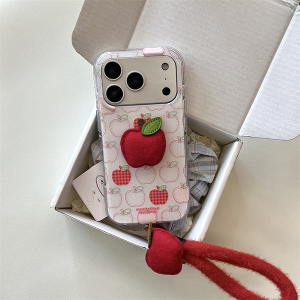 Case Trắng Táo Đỏ Nổi + Dây - 16Promax