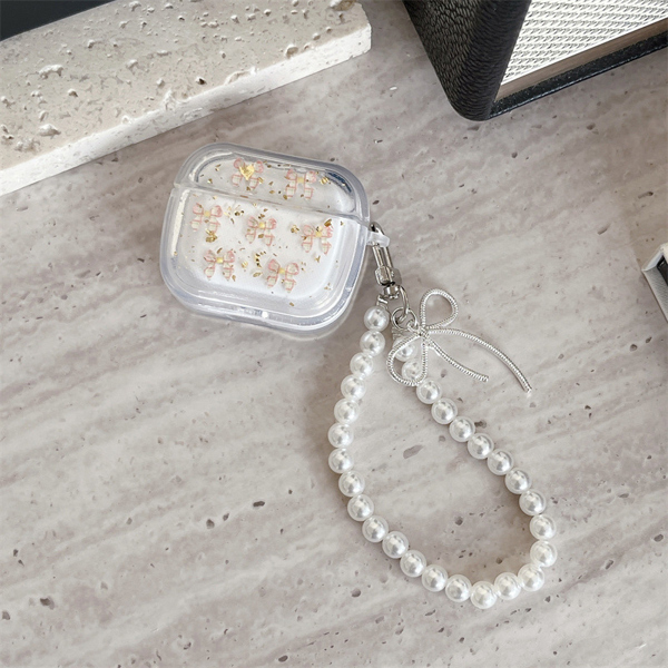 Case Airpod Trong Nơ Nâu + Dây - Pro3