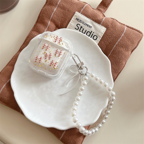 Case Airpod Trong Nơ Đỏ + Dây - Pro3