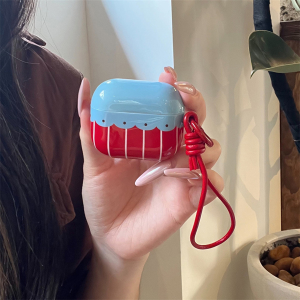 Case Airpod Đỏ Nắp Xanh + Dây - 3