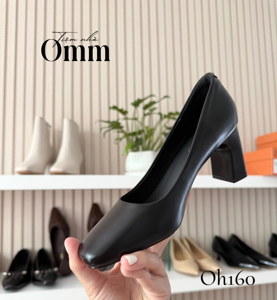 OH160 Giày 6cm mũi vuông trơn