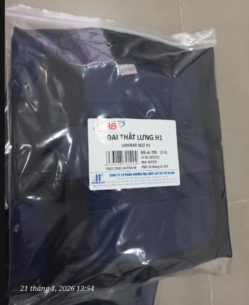 Đai thắt lưng H1 cỡ XL - TM Dược VTYT Hà Nội