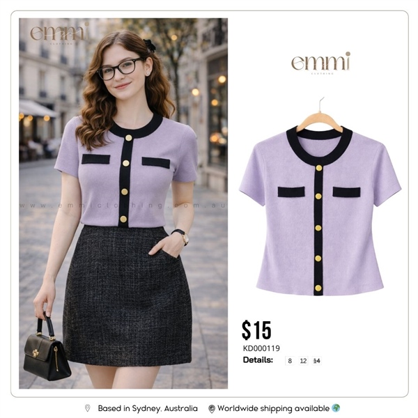 Lavender Buttoned Cardigan Top