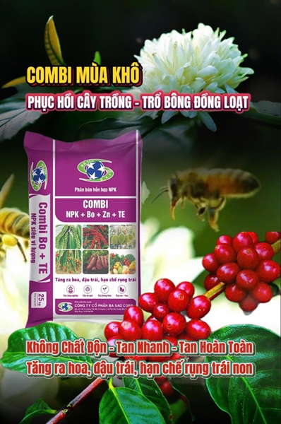 NPK HỖN HỢP COMBI TĂNG TRƯỞNG 17.3.3 (BA SAO - Bao 25kg)