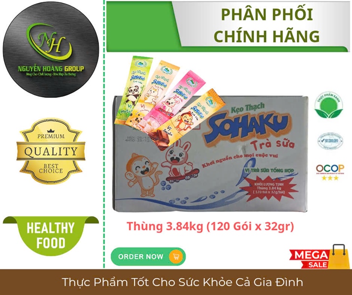 THÙNG 3.84 Kg - Kẹo Thạch Trà Sữa HÀNG RỜI SƠN HẢI ( 32 gr X120 gói nhỏ)