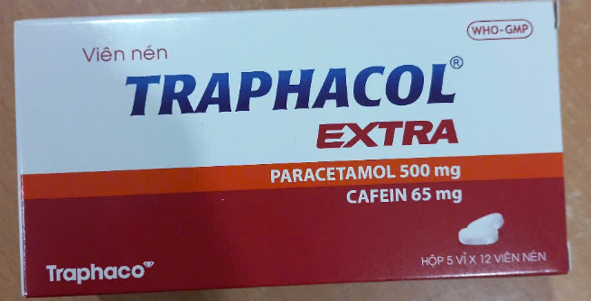 Traphacol Extra (Paracetamol 500mg + Cafein 65mg) (Hộp 5 vỉ x 12 viên nén) - Traphaco