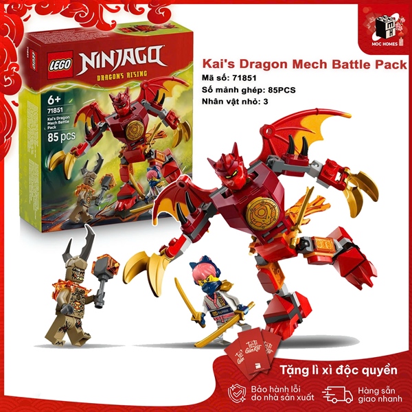 Đồ chơi lắp ráp LEGO NINJAGO 71851 Kai's Dragon Mech Battle Pack