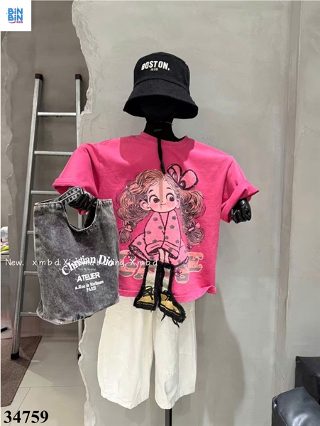 34759- Áo thun Marthin cô gái tóc mây hồng