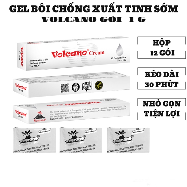 Kem Bôi Kéo Dài Thời Gian Volcano - Hộp 12 Gói - 1 Gói 1G